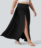 Jupe maxi fluide 2-en-1 gainante taille haute à séchage rapide grande taille Breezeful™