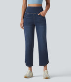 Jean skinny décontracté 7/8 Halara Flex™ taille haute, effet ventre plat, ourlet arrondi et poches
