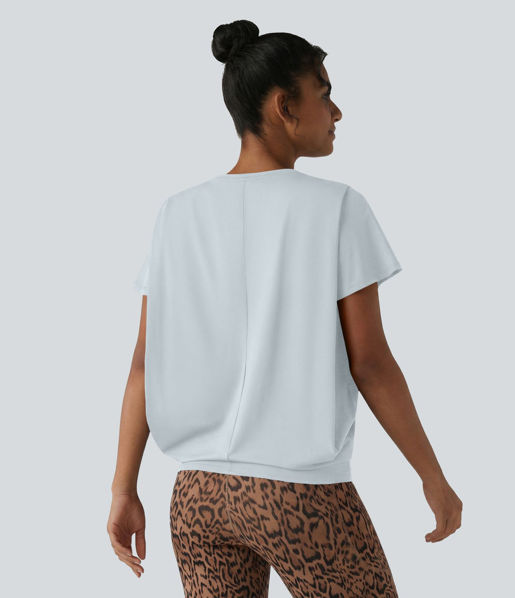 Haut de sport col rond manches courtes effet frais InstantCool avec fronces, protection solaire UPF50+