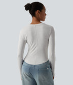 T-shirt décontracté col rond manches longues