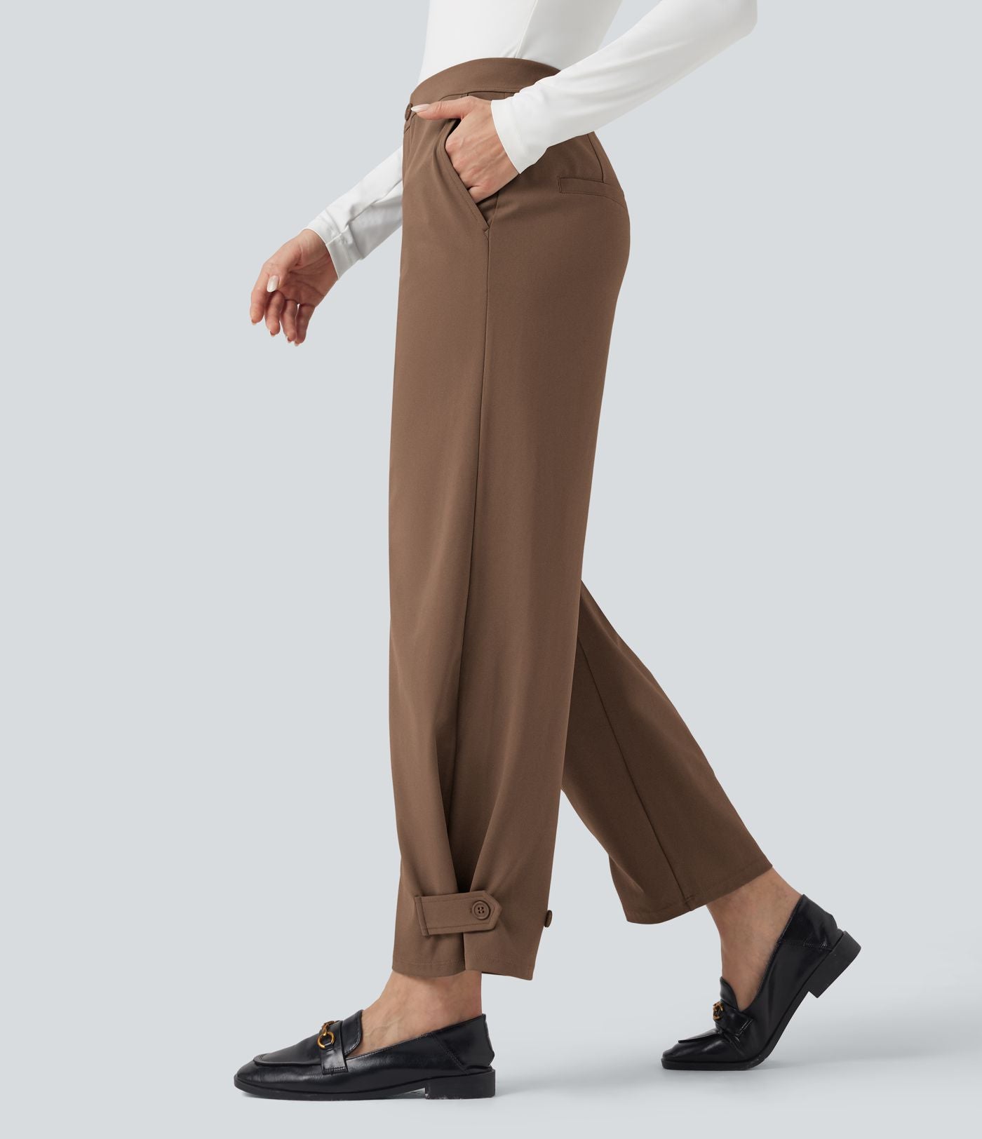 Pantalon de travail fuselé taille moyenne avec largeur ajustable Halara Flex™ DayStretch avec poches