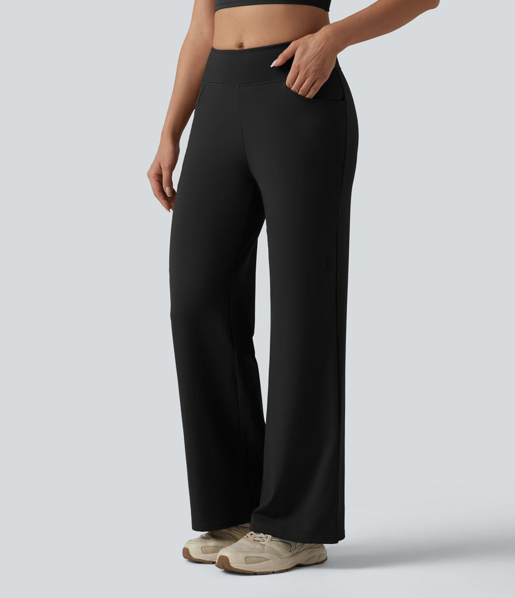 Pantalon de yoga bootcut mi-taille avec poches