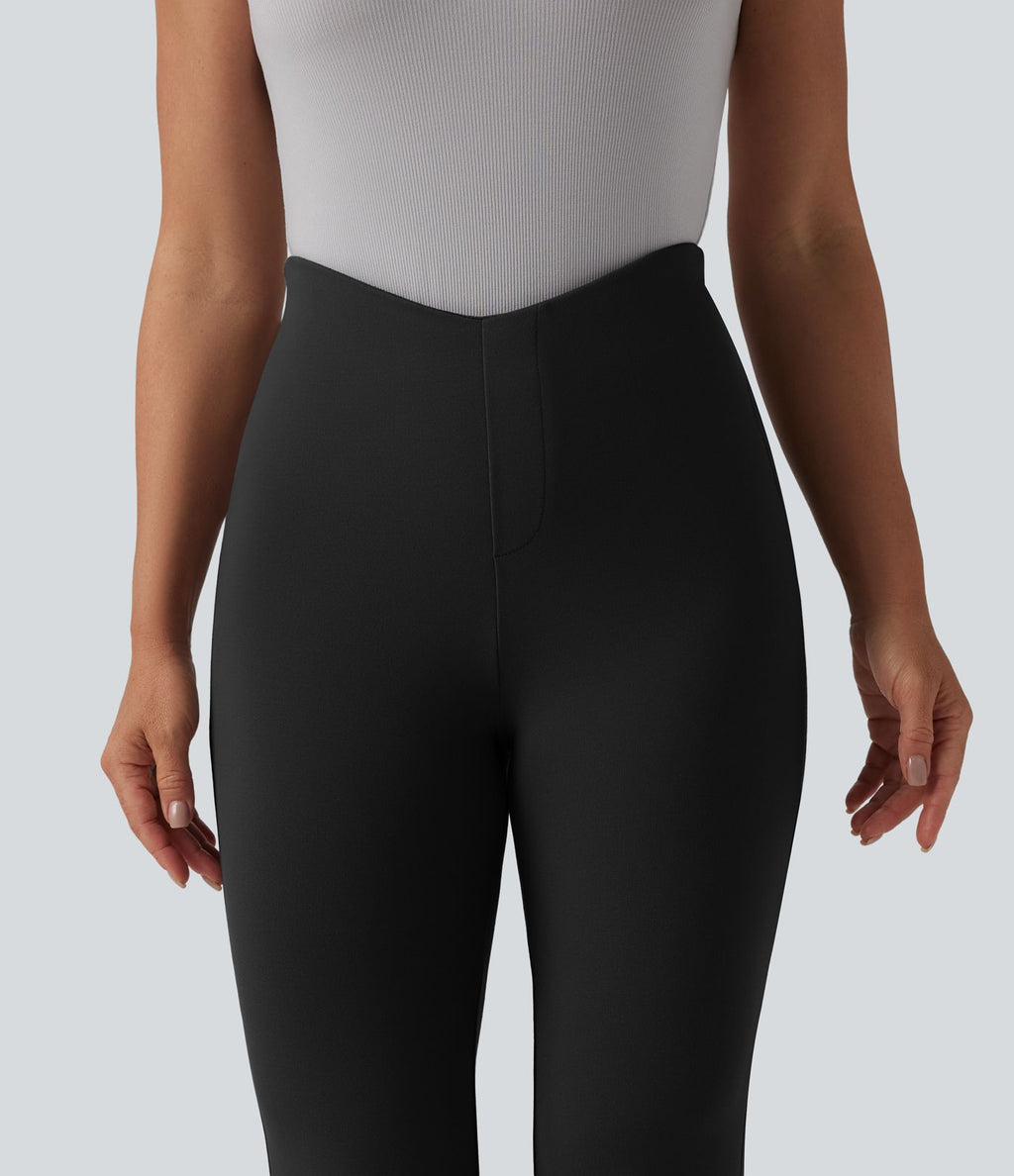 Pantalon évasé décontracté taille haute gainant en V avec poches