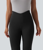 Pantalon évasé décontracté taille haute gainant en V avec poches