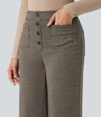 Halara Flex™ Pantalon tailleur pied-de-poule coupe droite taille haute avec poches