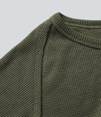 Robe Sweatshirt Casual Col Bateau Manches Raglan Avec Trous Pour Les Pouce Ourlet Fendu en Waffle