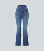 Halara Flex™ Jean bootcut décontracté extensible délavé taille haute à poches multiples