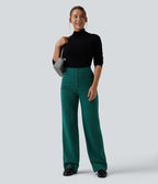 Halara Flex™ Pantalon tailleur pied-de-poule coupe droite taille haute avec poches