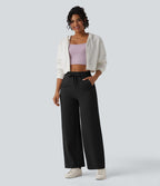 Pantalon ample décontracté SoftlyZero™ Airy taille haute avec cordon de serrage côtes contrastantes effet frais InstantCool et poches, protection solaire UPF50+