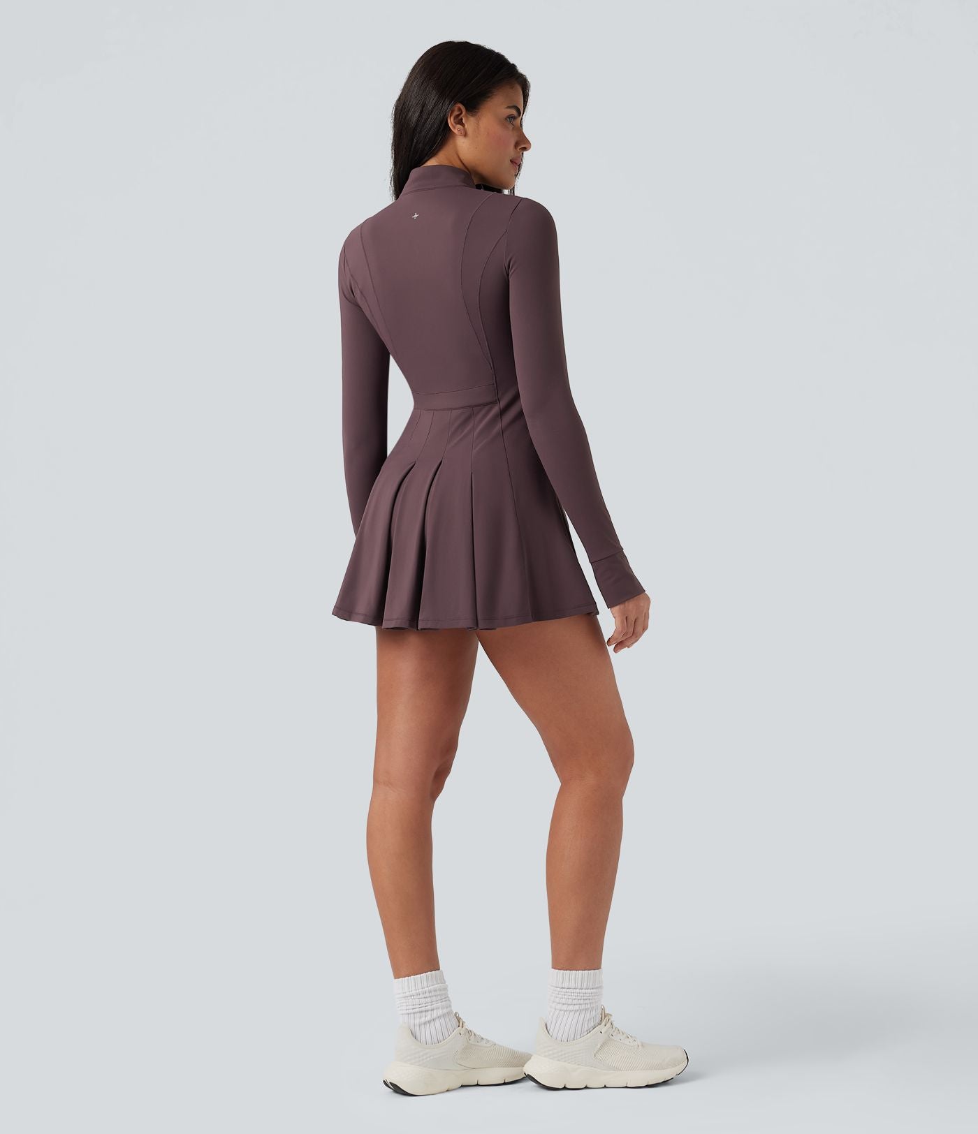 Robe de tennis active courte SoftlyZero™ Plush 2-pièces demi-zip manches longues avec trous pouces et poches