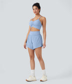 Short 2-en-1 de course gainant taille haute avec points réfléchissants, ourlet croisé et séchage rapide 12,5 cm avec poches SoftlyZero™