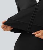 Veste de sport polaire à capuche, manches longues, zip et poches