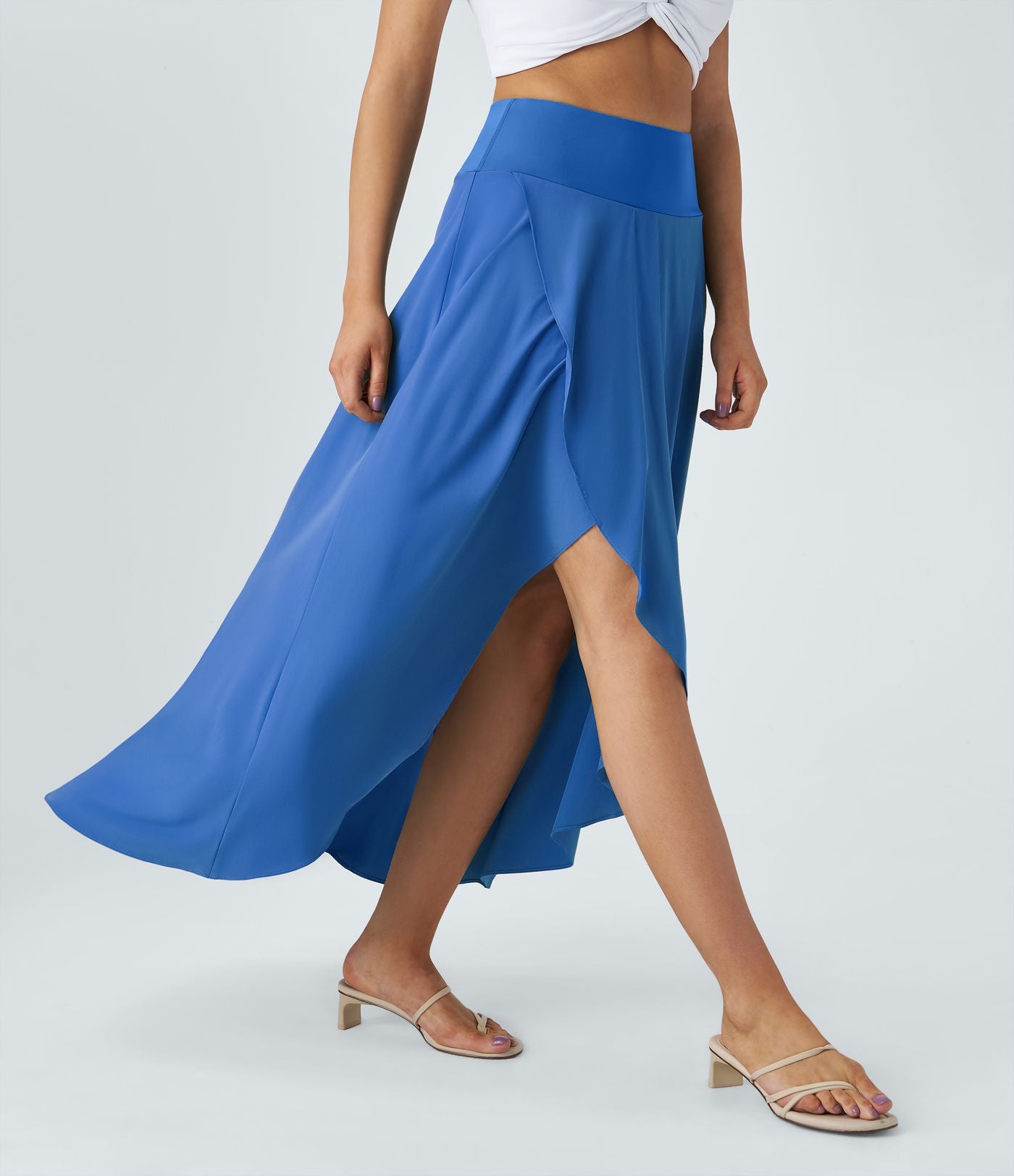 Jupe Longue Casual Breezeful™ Taille Haute à Volants 2en1 Fluide Sèchement Rapide Quotidien Maxi