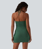 Robe mini moulante à dos nu et brassière intégrée