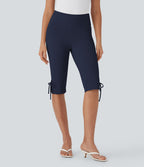 Pantalon corsaire décontracté taille moyenne à laçage avec poches arrière