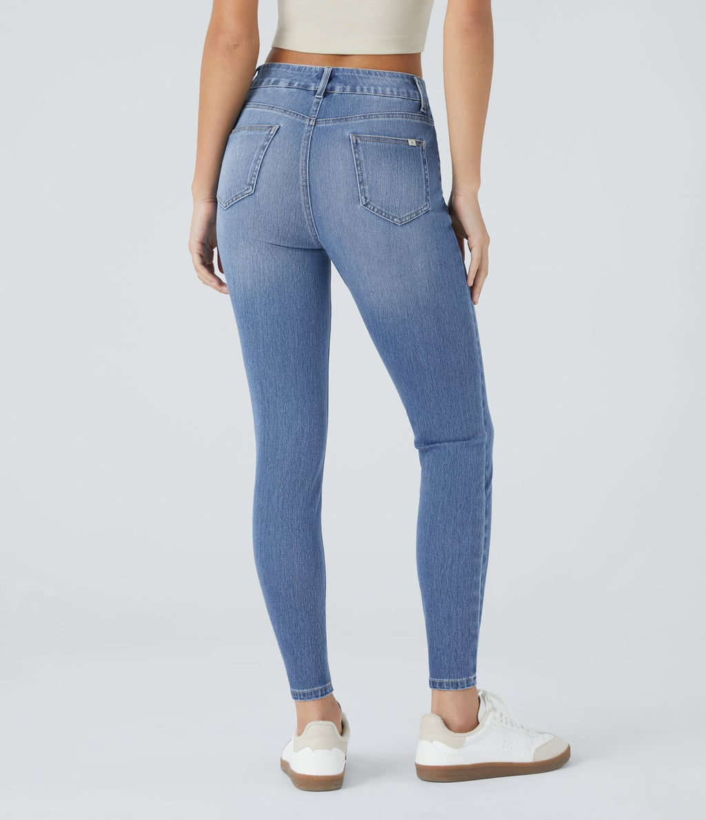 Jean skinny 7/8 décontracté taille mi-haute Halara Flex™ avec poches à enfiler