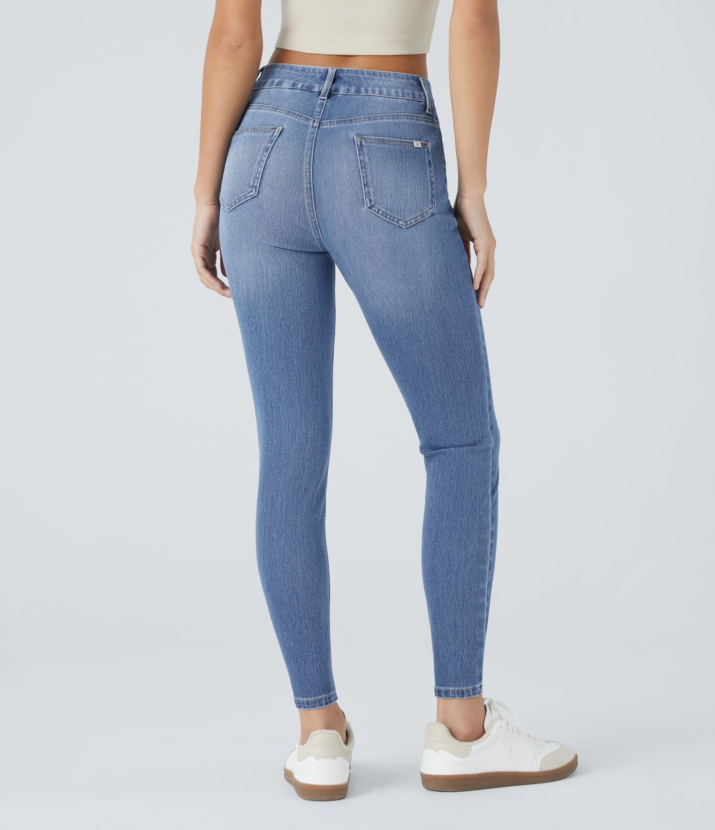Jean skinny 7/8 décontracté taille mi-haute Halara Flex™ avec poches à enfiler