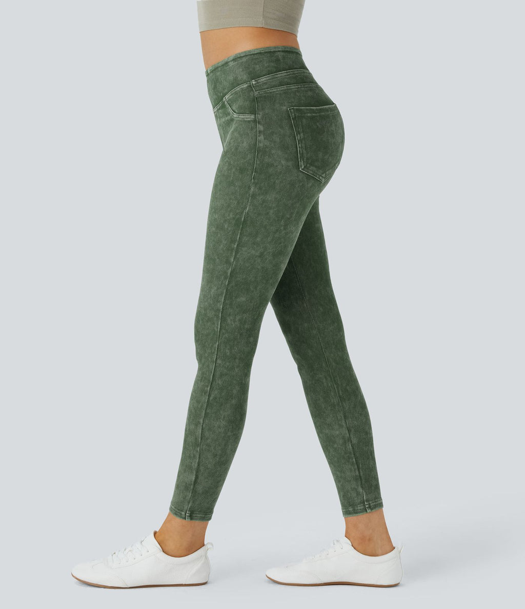 Halara Flex™ Jegging Casual Tricot Extensible Coloré Taille Haute Poches Arrière Latérales