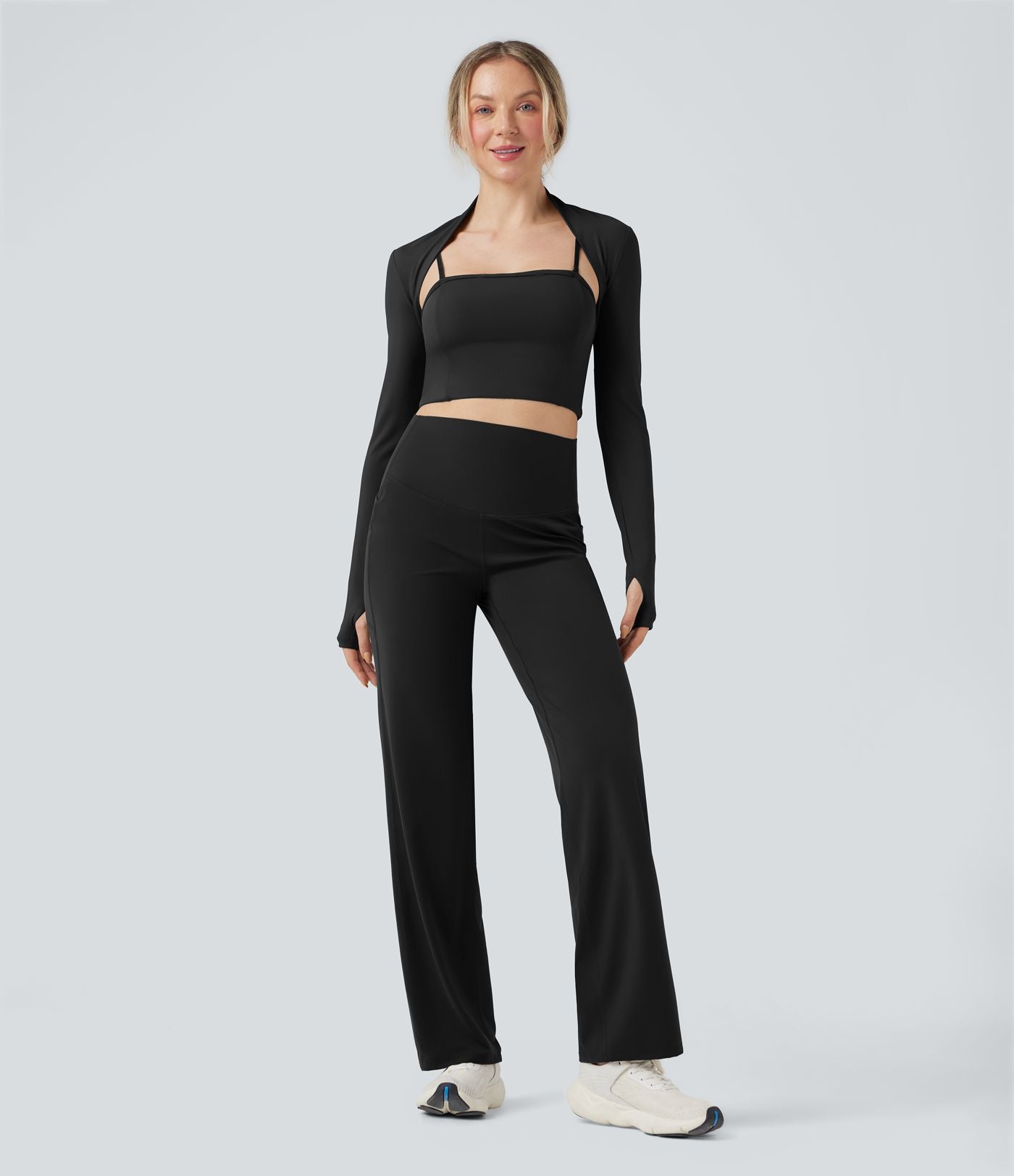 Pantalon de yoga droit gainant taille haute avec poches Halara UltraSculpt™