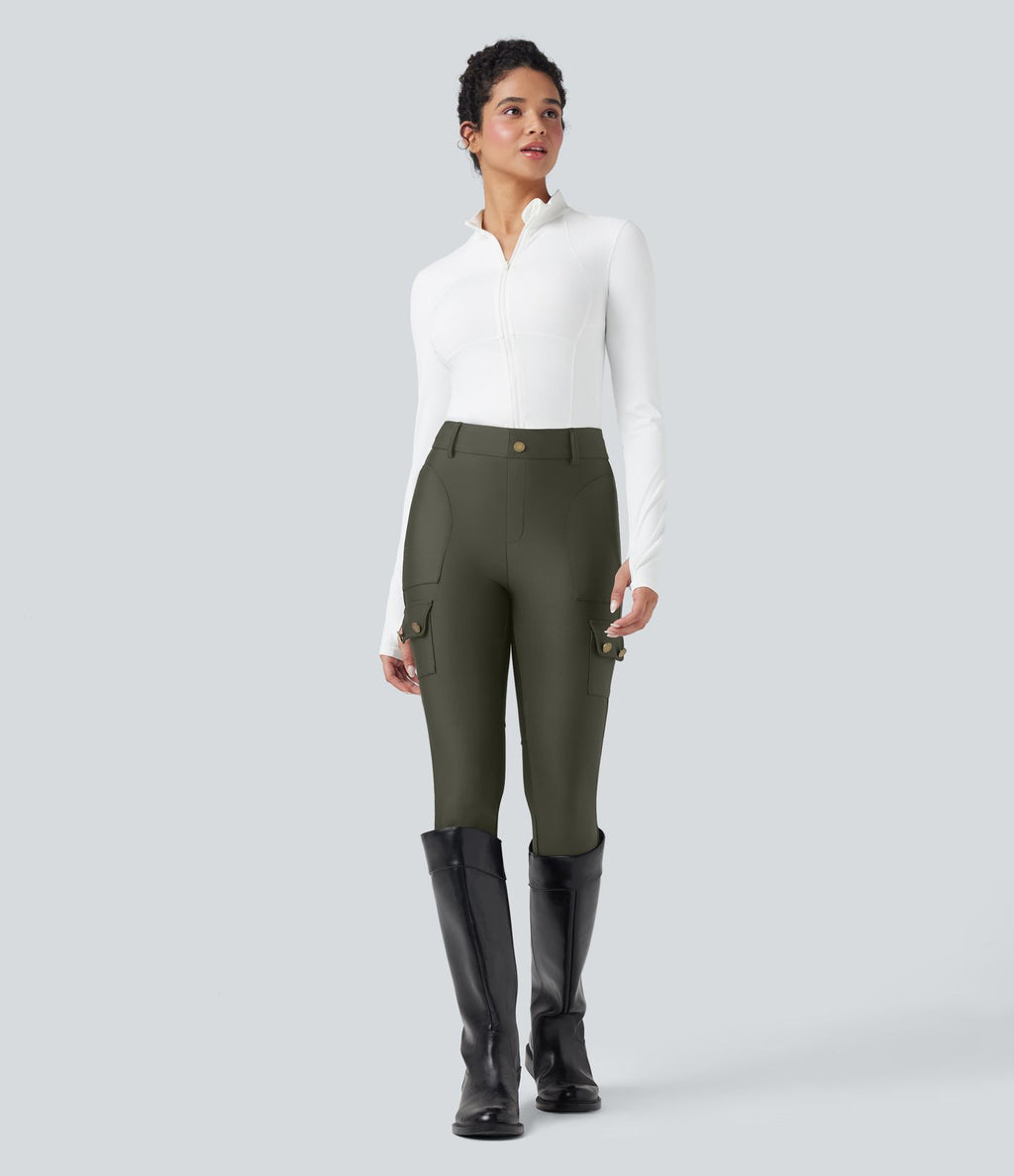 Legging 7/8 brillant taille haute avec poches