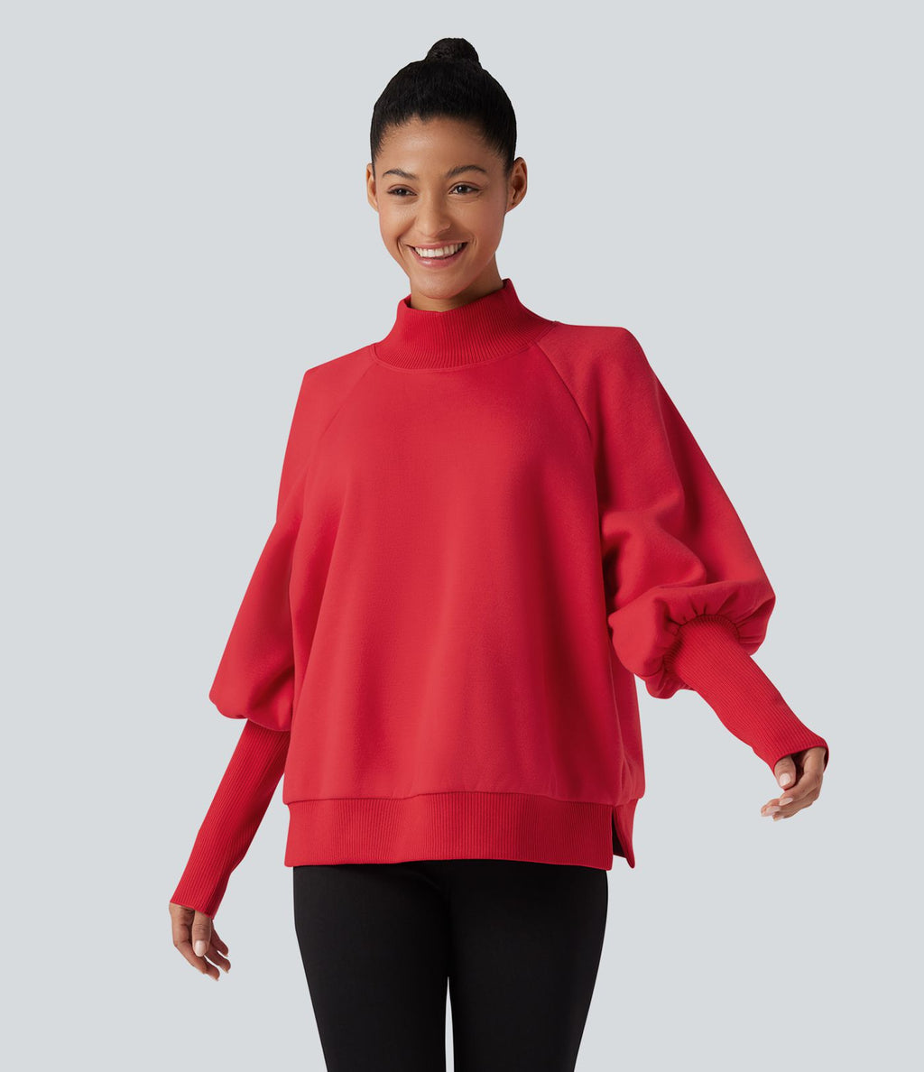 Sweat molleton col montant manches longues bishop