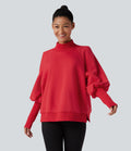 Sweat molleton col montant manches longues bishop