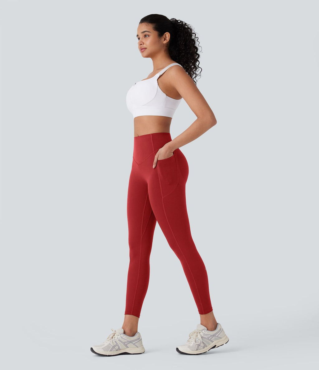 Legging de yoga gainant galbant taille haute avec fronces et poches Halara UltraSculpt™