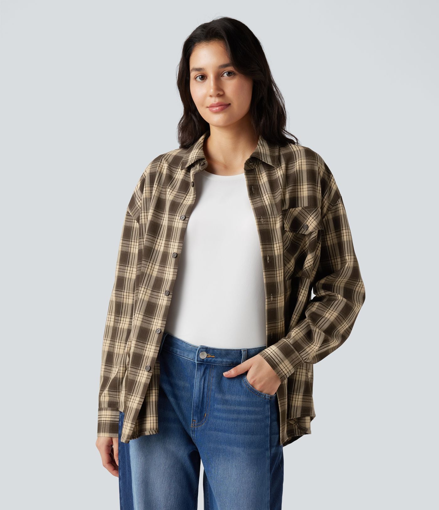 Chemise à carreaux coupe décontractée avec poche