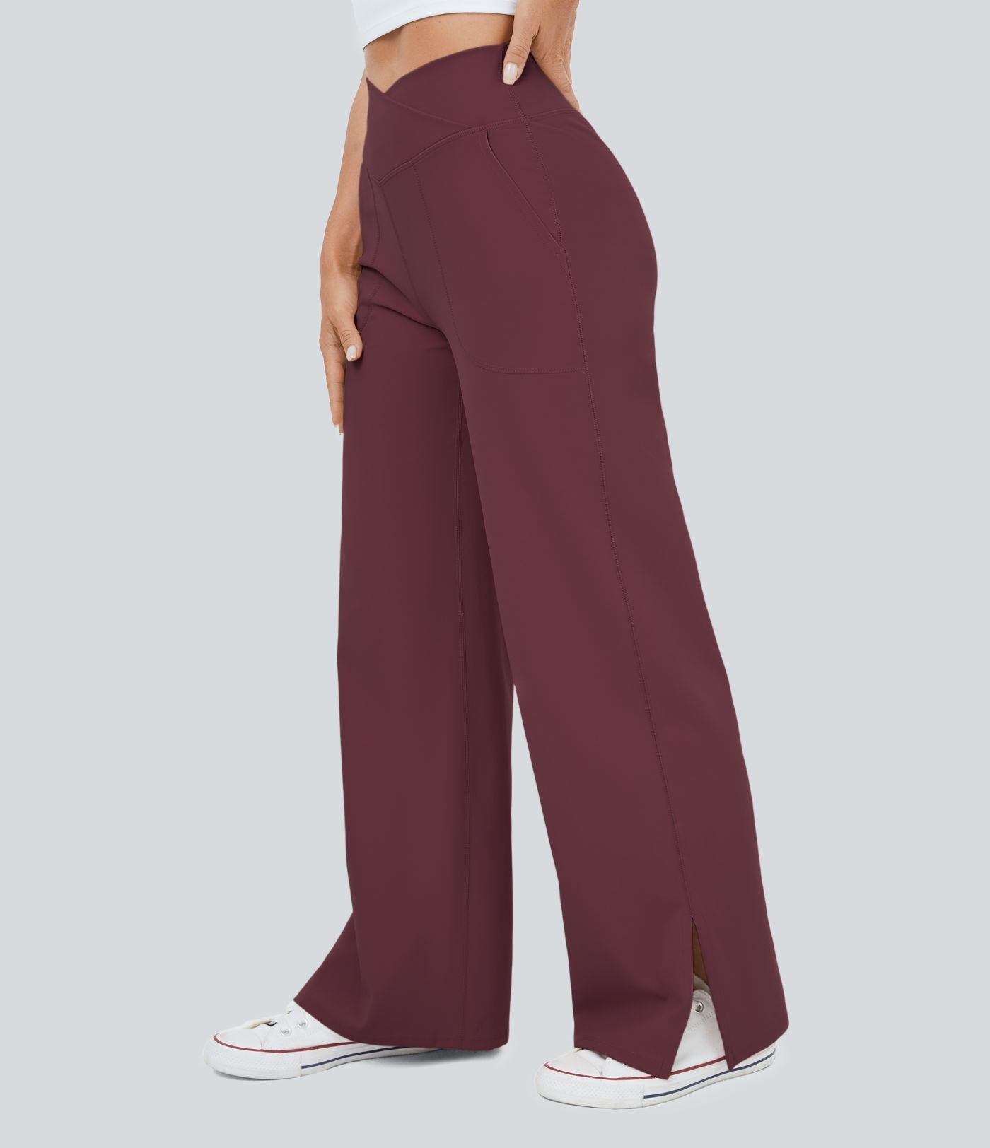 Pantalon yoga large croisé avec ourlet et poches DayStretch - Smile