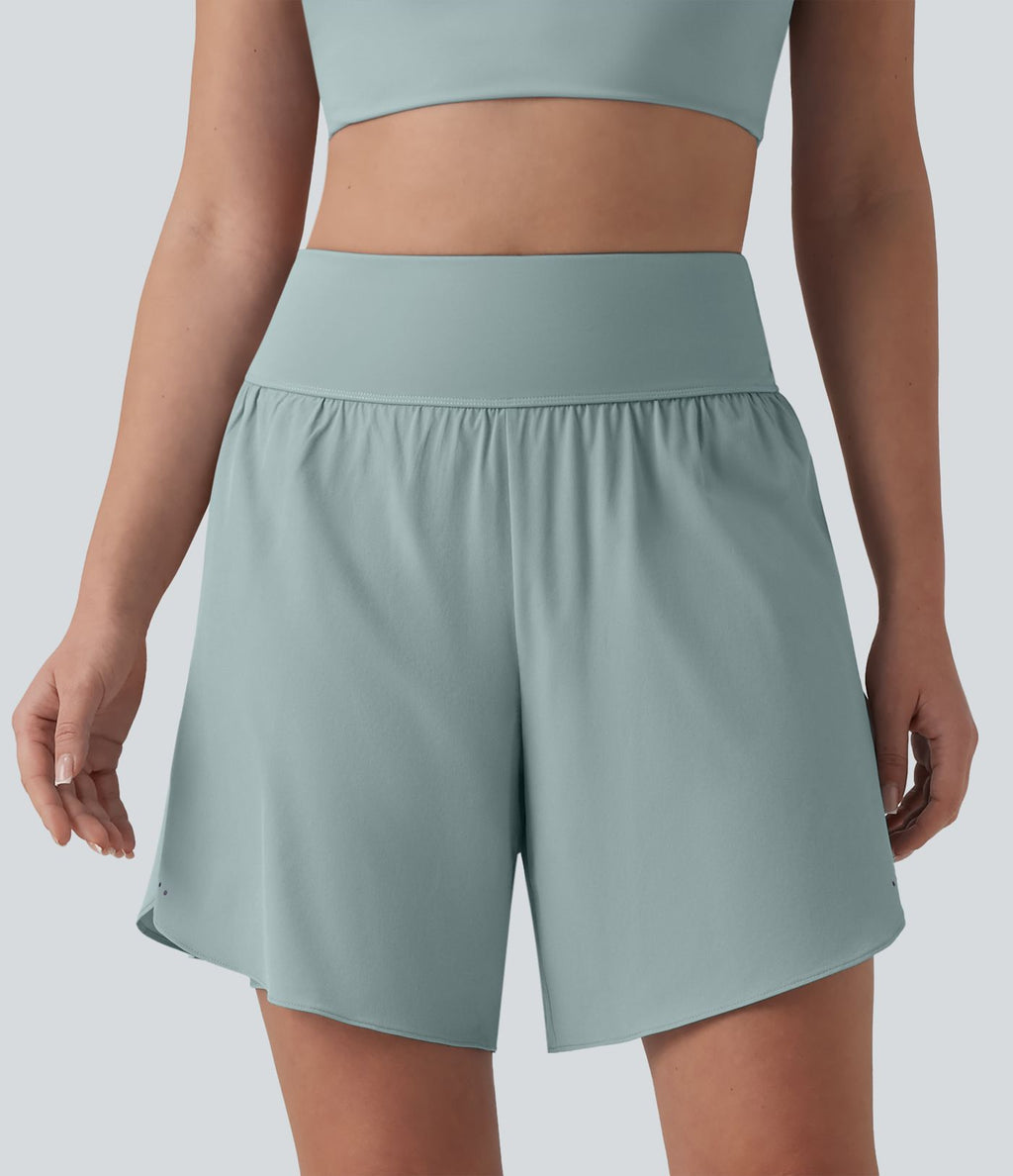 SoftlyZero™ QuickDry Short running 2-en-1 gainant taille haute à pois réfléchissants et ourlet croisé 17,5 cm avec poches