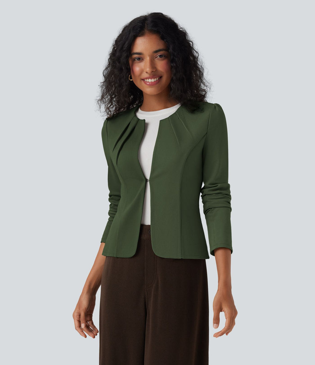 Blazer de travail col rond à agrafes