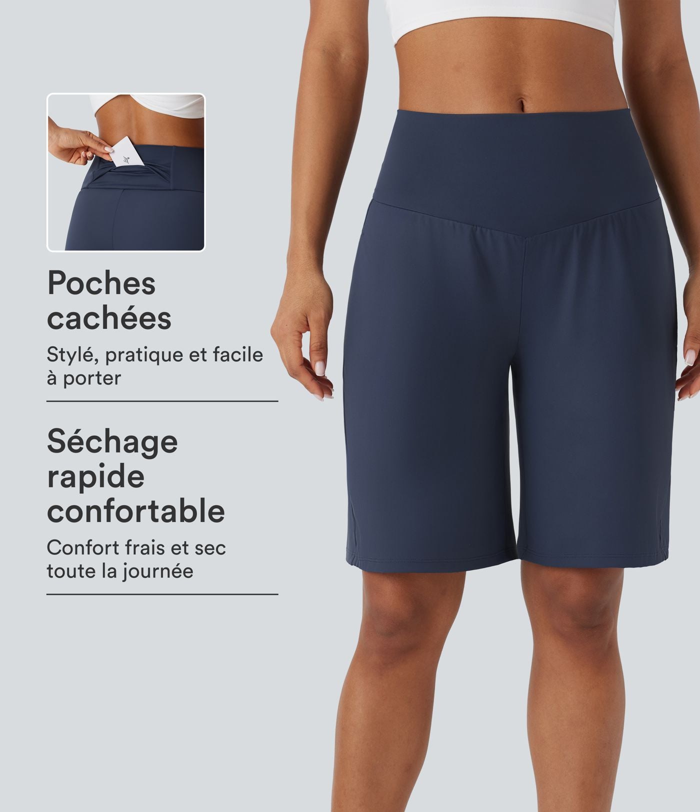 Bermuda SoftlyZero™ Airy de yoga taille haute avec poches multiples et effet frais InstantCool