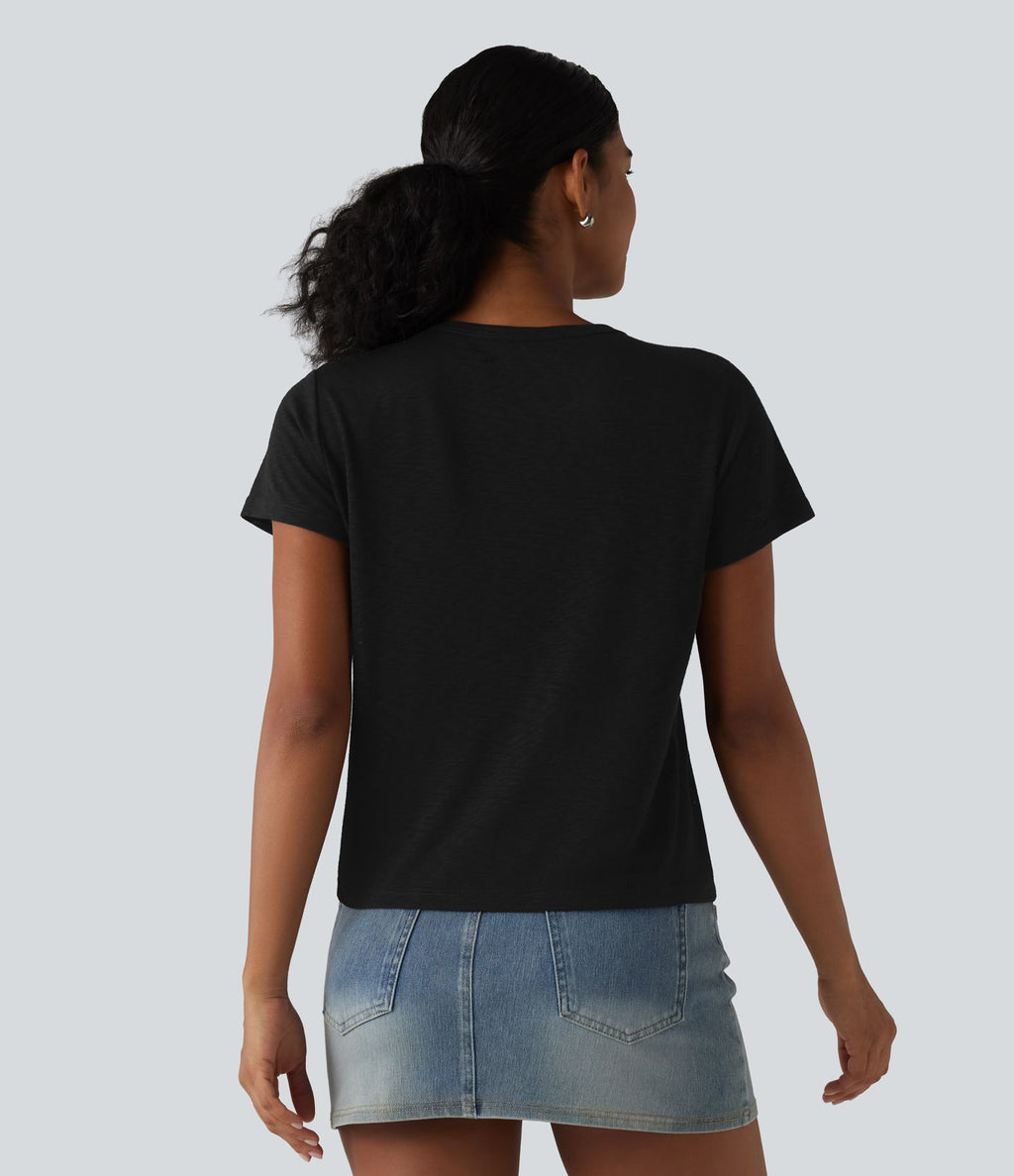 T-shirt décontracté col rond manches courtes
