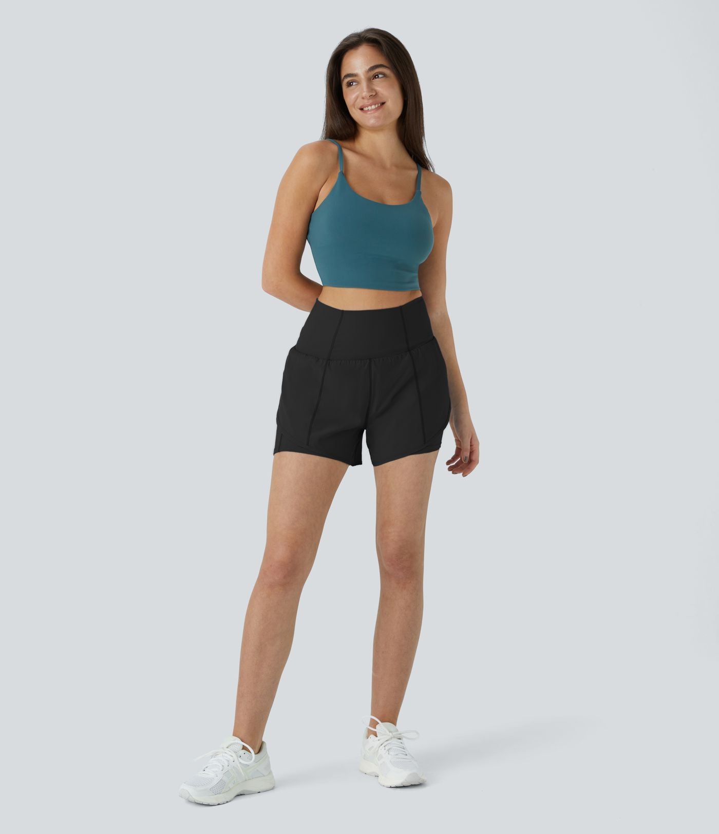 Breezeful™ Short 8,8cm Yoga Séchage Rapide 2 en 1 Taille Super Haute Ourlet Courbé Poches Latérales