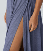Robe Casual Débardeur Longue Fluide Fendue Dos Nu à Col en U