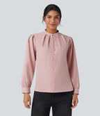 Chemise décontractée col officier manches longues