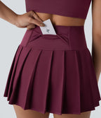 Jupe-short de danse mini Breezeful™ à taille haute, plissée, 2-en-1, avec poches latérales et arrière, ourlet asymétrique et séchage rapide
