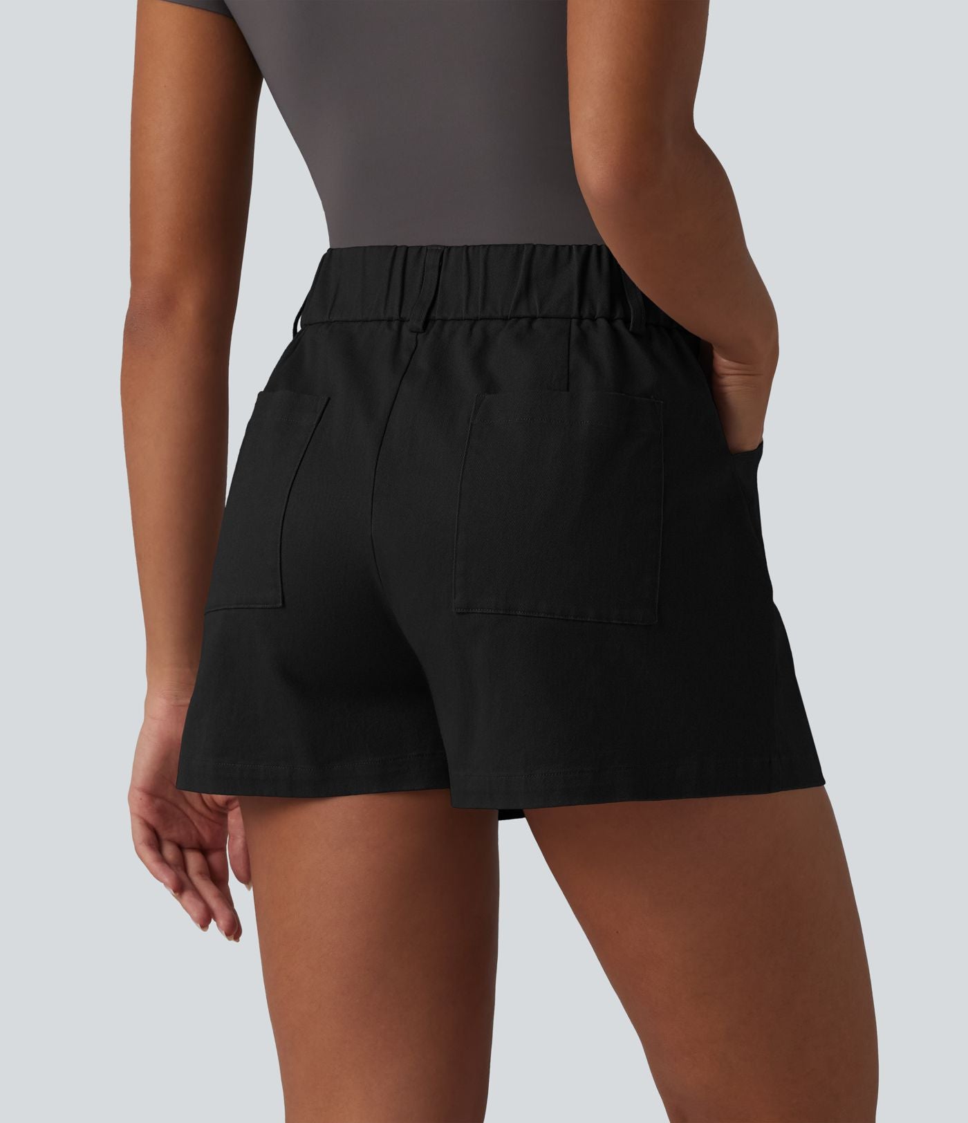 Short tailleur chino taille haute en coton, coupe ample, avec poches
