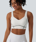 OneForm Brassière de sport de tennis sans coutures maintien léger dos nu color block soutien-gorge intégré
