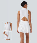 Robe de tennis courte 2-en-1 sans manches ajourée plissée à séchage rapide Breezeful™ avec poches latérales