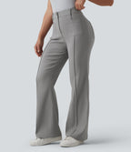 Pantalon tailleur évasé taille haute avec poches