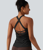 Débardeur de yoga à encolure U, toucher frais, séchage rapide, coussinets amovibles et protection solaire UPF 50+