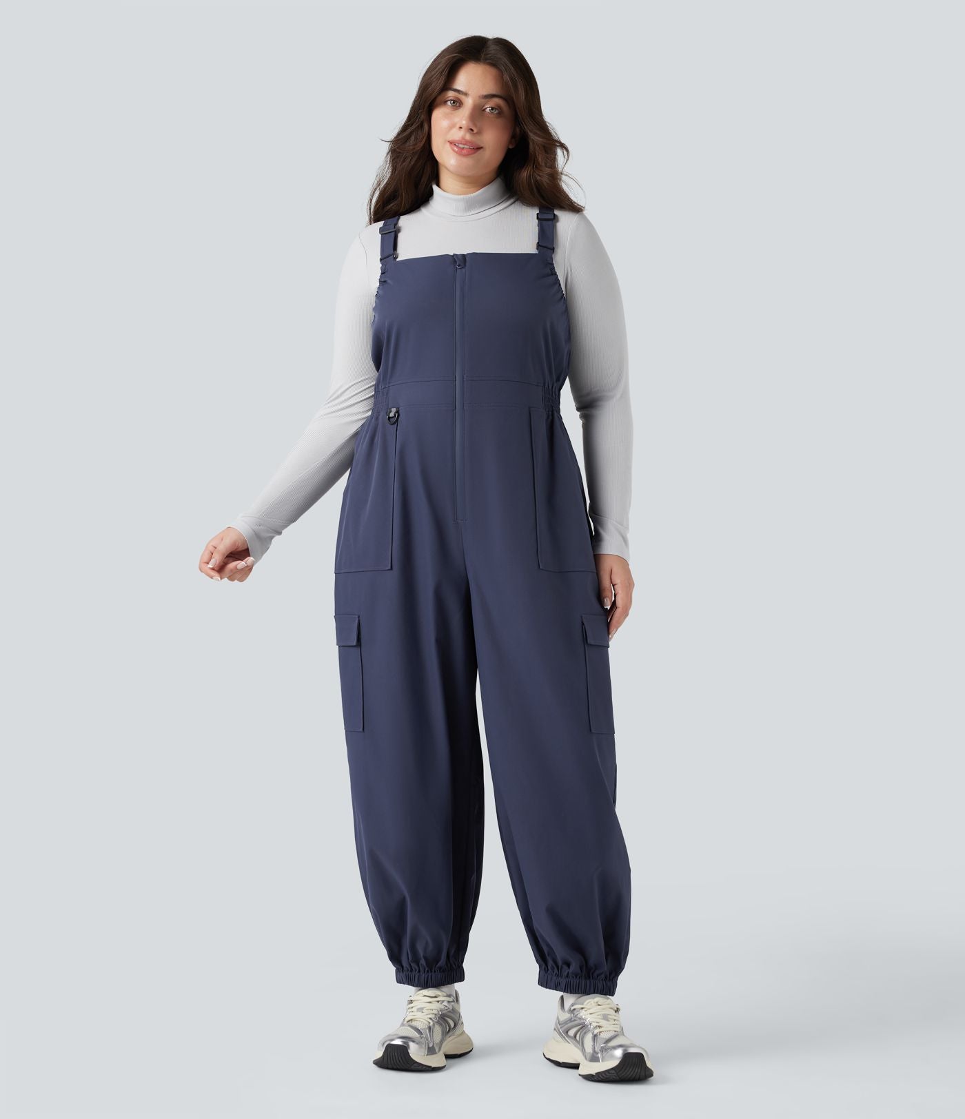 Salopette de randonnée grande taille déperlante résistante à l'usure avec poches zippées