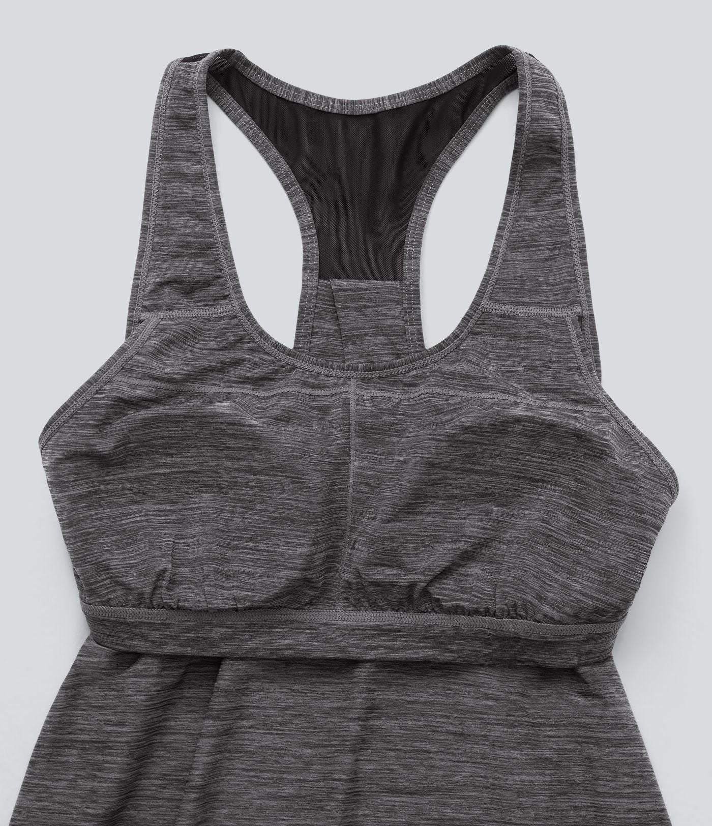 Robe active de yoga mini 2 pièces à encolure en U, dos nu, dos nageur, maille contrastante et poche latérale