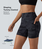 Short cycliste Halara UltraSculpt™ imprimé camouflage taille haute gainant 12,5 cm avec poches
