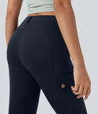 Pantalon cargo pedal pusher ajusté uni taille haute DayStretch avec poches zippées