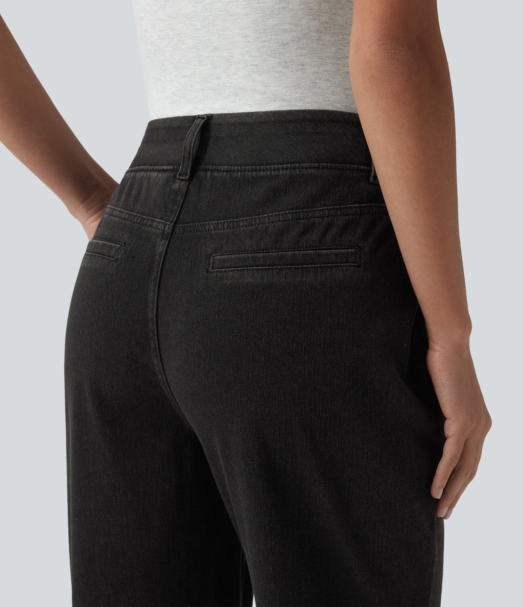 Jean Halara Flex™ taille haute coupe droite décontracté avec poches