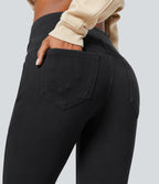 Halara Flex™ Denim Heat Legging casual 7/8 taille haute croisée avec poches