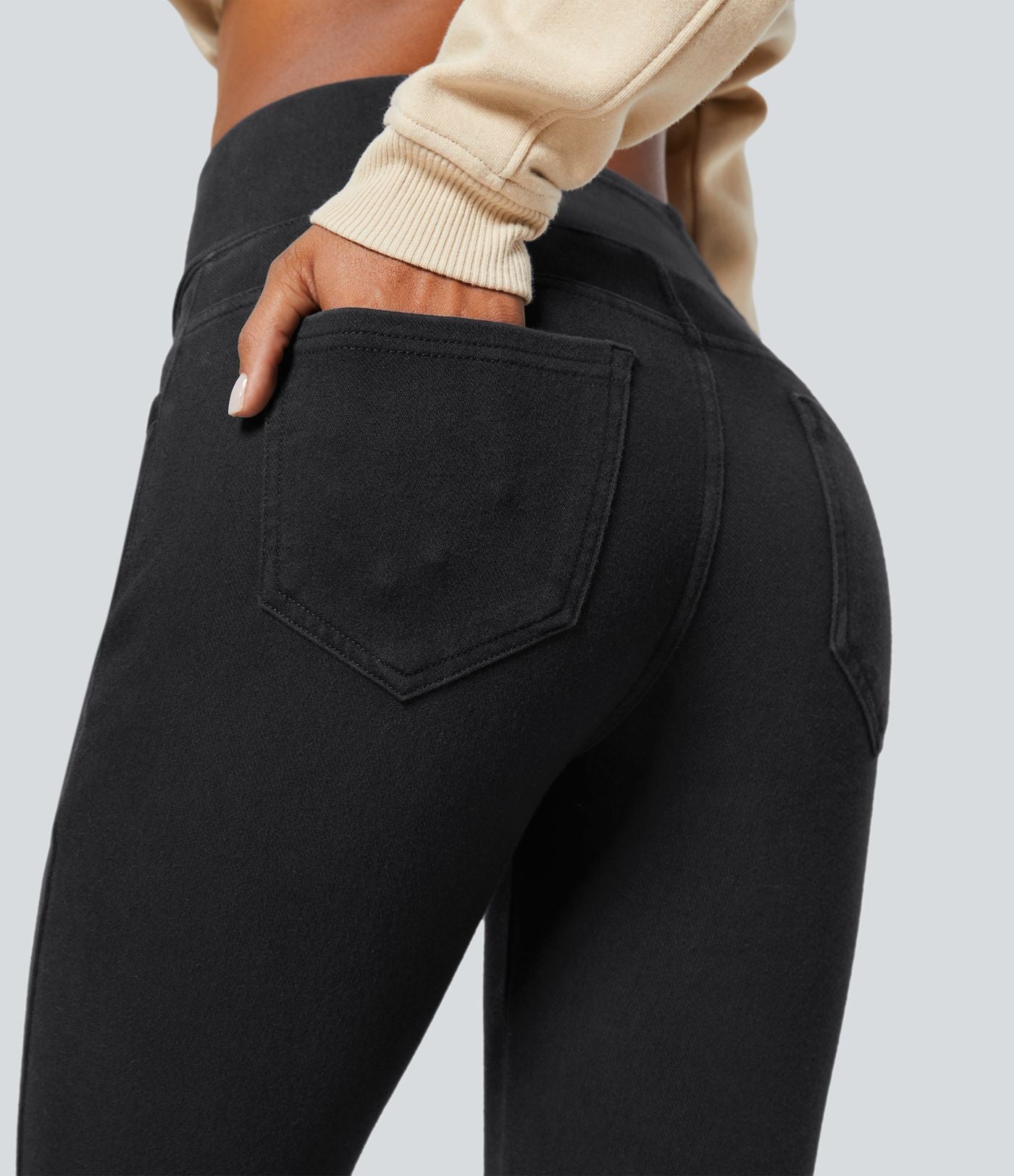 Halara Flex™ Denim Heat Legging casual 7/8 taille haute croisée avec poches