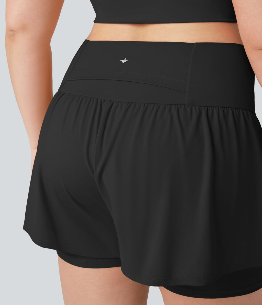 Short tailleur 2-en-1 grande taille SoftlyZero™ Airy taille ultra-haute effet frais InstantCool yoga 12,5 cm avec poches